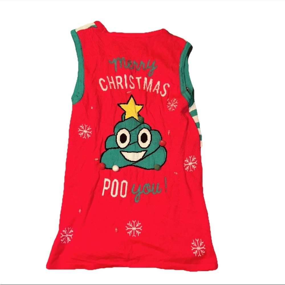 Claires Women's Ugly Sweater Vest One Size Light Up Merry Christmas Poo You - Picture 5 of 5